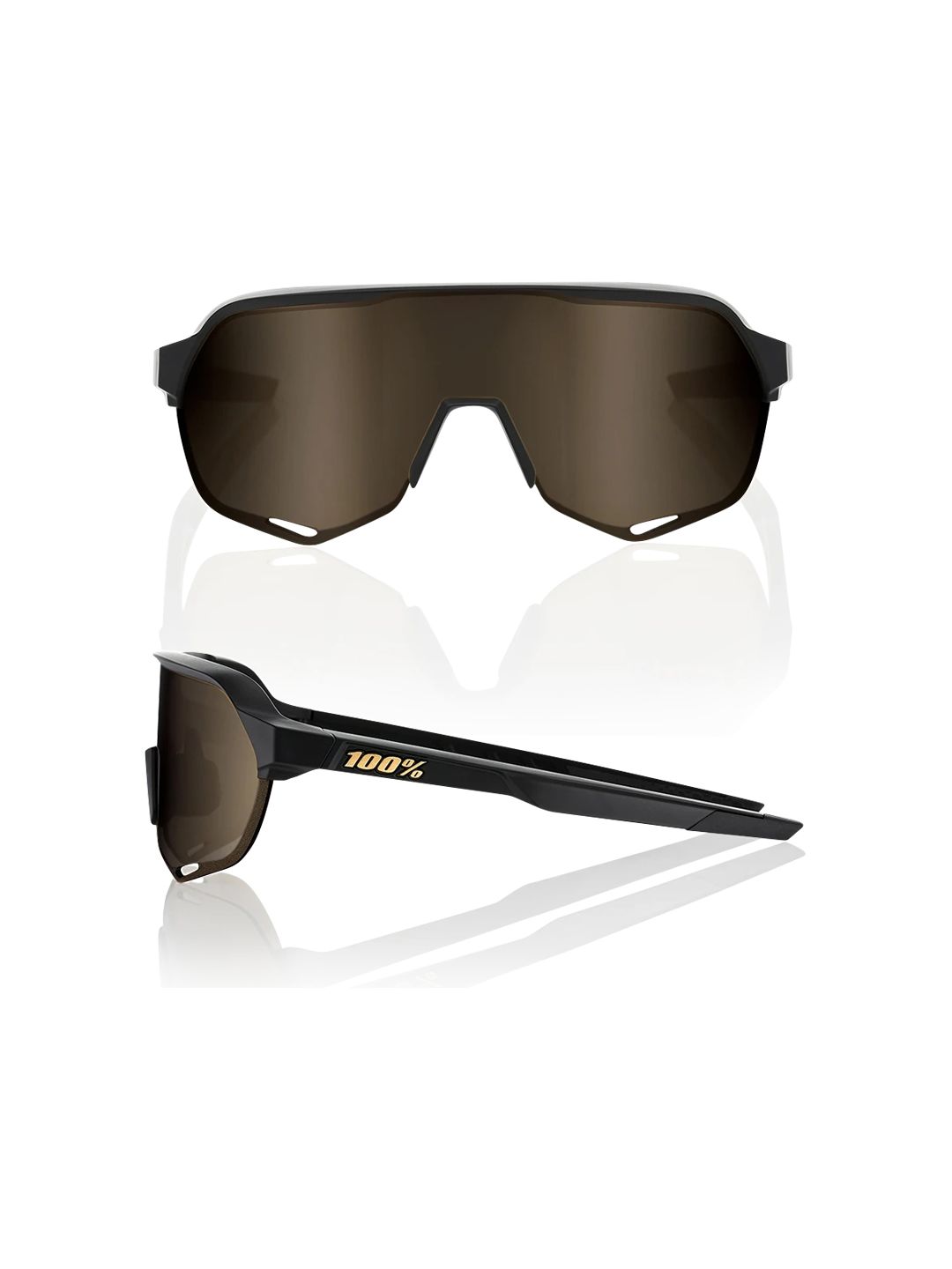Eyewear 100% S2 Sunglasses Gold Frame Black Lens