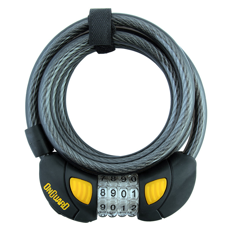 OnGuard Doberman Lighted Combo Cable Lock: 6 x 12 mm Gray/Black/Yellow