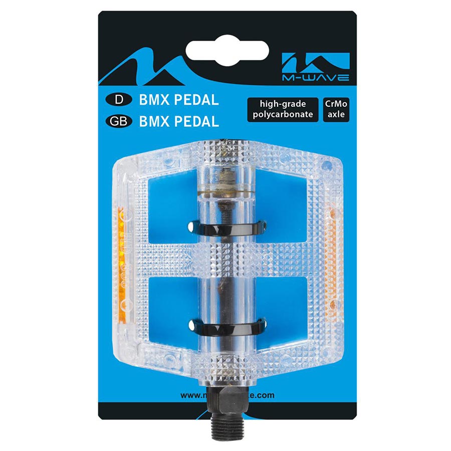M-Wave Freedom PE Platform Pedals Body: Resin Spindle: Cr-Mo 9/16 Transparent