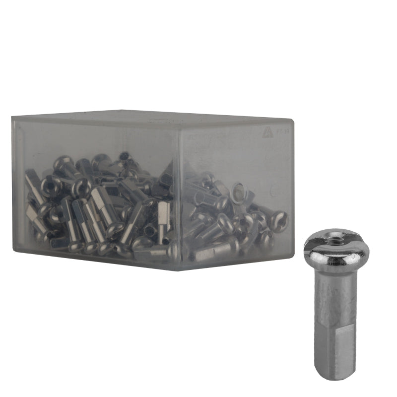 Dt swiss DT Swiss Spoke Nipples 2.0 (14G) 14mm Box of 100 Brass Silver 1.06g ea