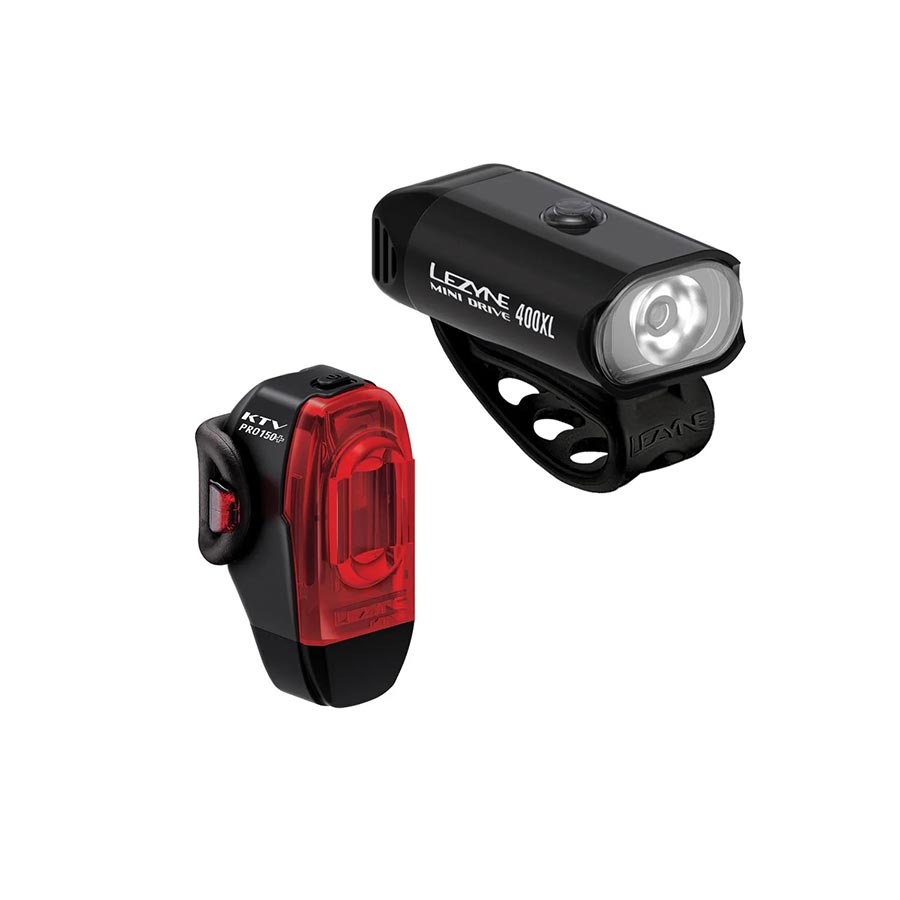 Lezyne Mini Drive 400XL/KTV Drive Pro+ Headlight/Taillight Set - Black