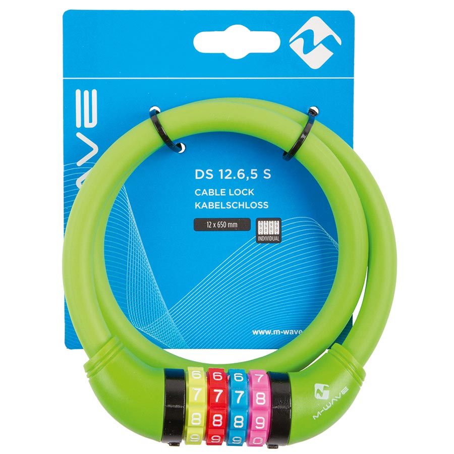 M-Wave DS 12.6 Cable lock Combination 12mm 12x650mm Green