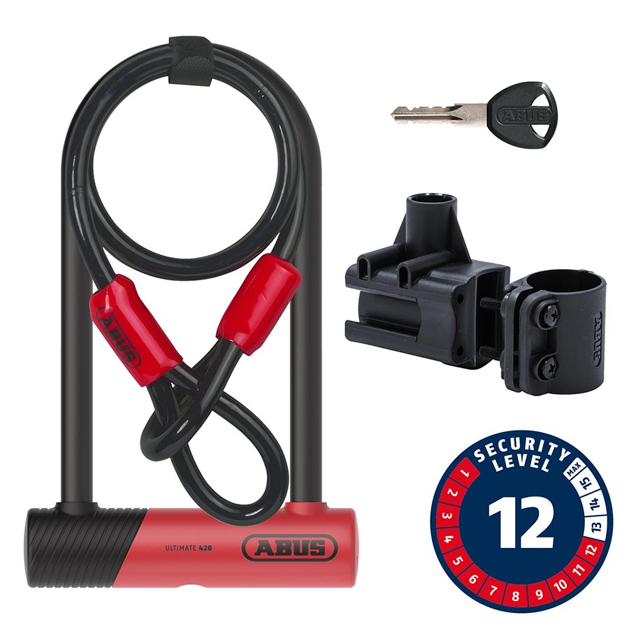 Abus Ultimate 420K + Cobra U-Lock Key 150x230mm 5.9x9 Thickness in mm: 14mm Red