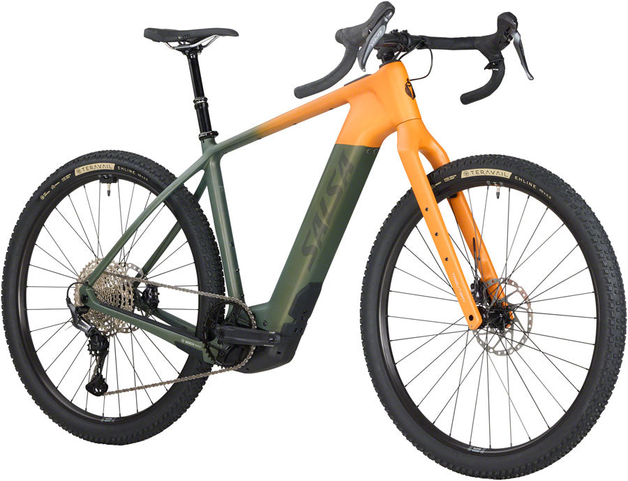 Salsa Tributary C GRX 820 Ebike - 29" Carbon Dark Pine/Terracotta Small