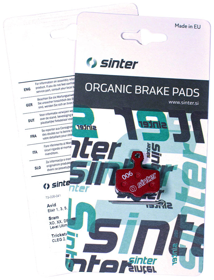 Sinter Red s514 Compound Organic Disc Brake Pads - Avid/SRAM Sinter Type 006 One Pair