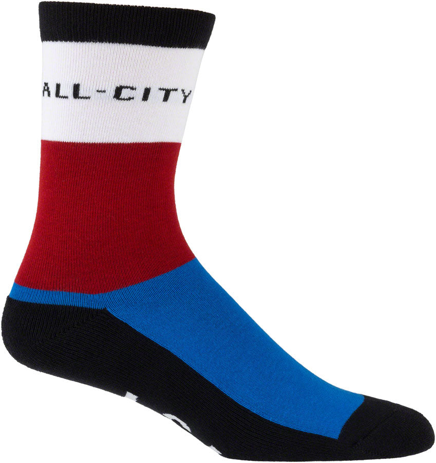 All-City Parthenon Party Sock - White Red Blue Black Small/Medium