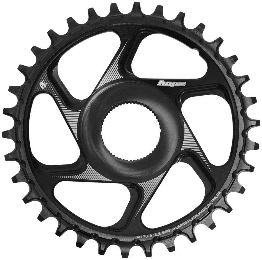 Hope Spiderless Chainring - 34T R22 Ebike Shimano Black
