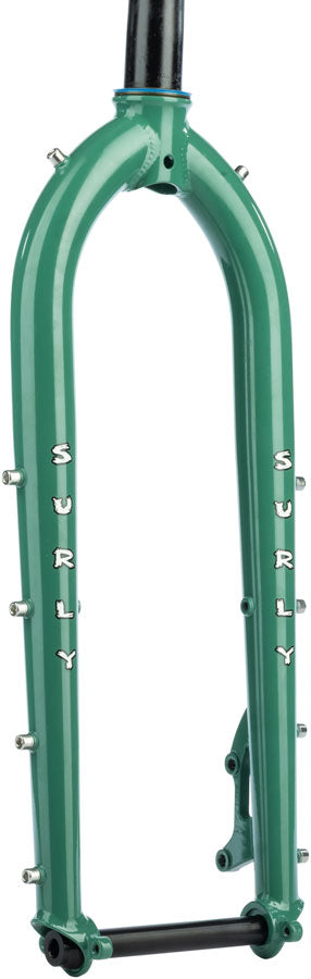 Surly Dinner Fork Assembly - 420mm 27.5" 110x15mm Thru-Axle 1-1/8" Straight Steerer Steel Illegal Smile Green