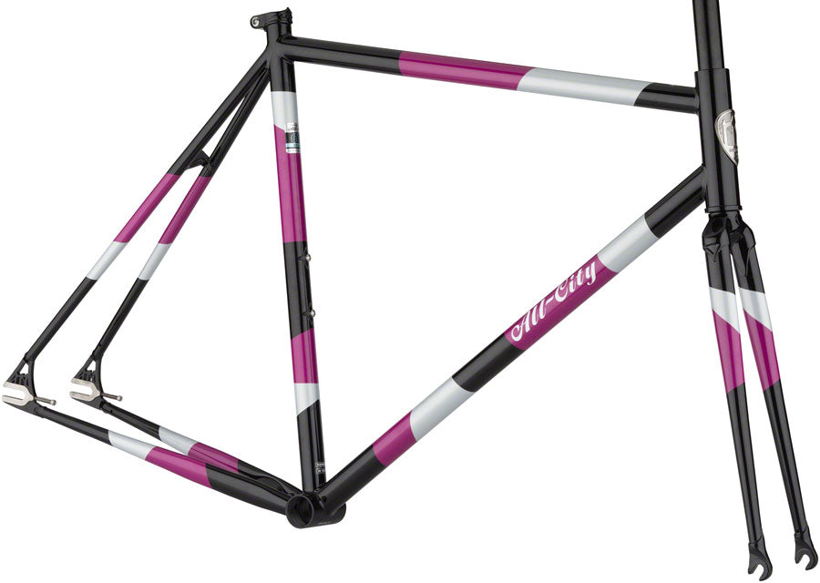 All-City Big Block Frameset - 700c Steel Midnight/Frost/Violet 52cm