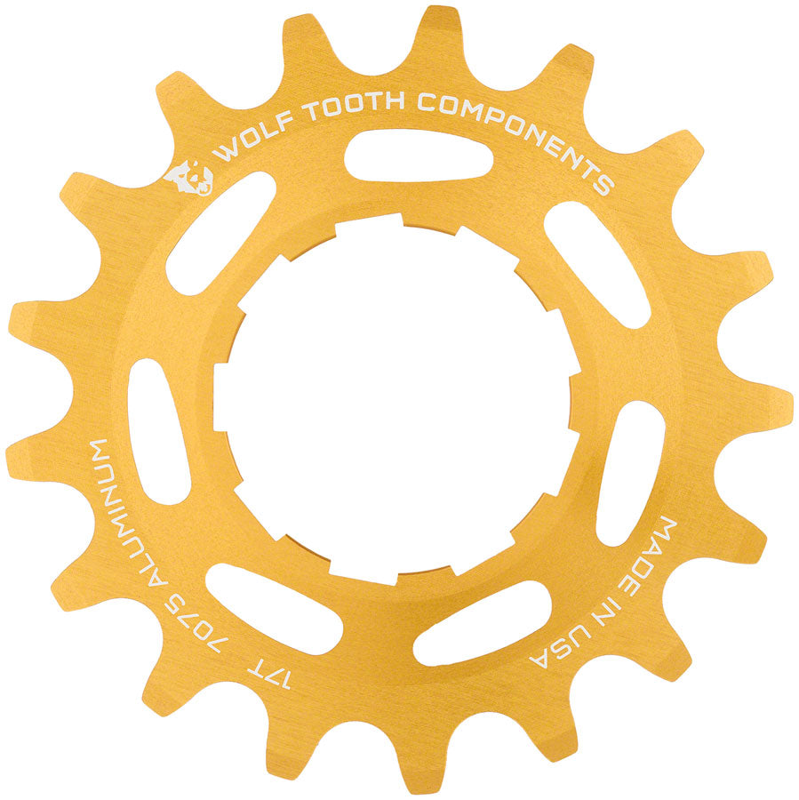 Wolf Tooth Single Speed Aluminum Cog - 17t Compatible with 3/32" Chains Gold