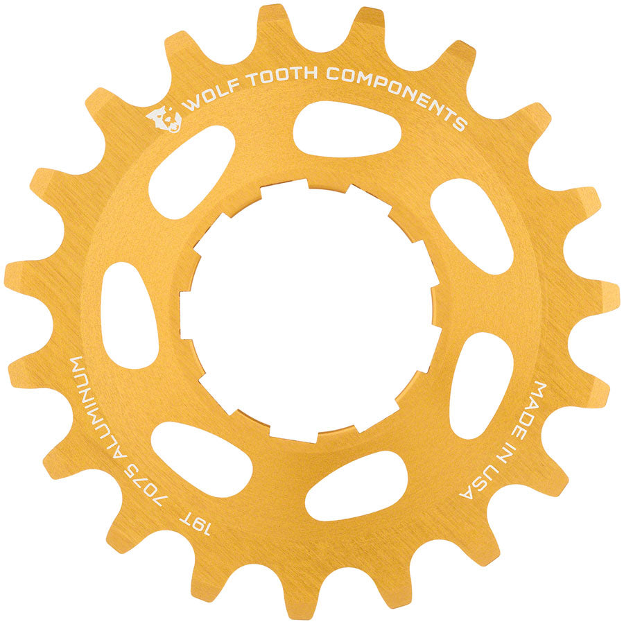 Wolf Tooth Single Speed Aluminum Cog - 19t Compatible with 3/32" Chains Gold