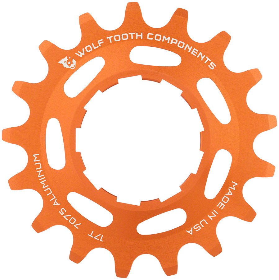 Wolf Tooth Single Speed Aluminum Cog - 17t Compatible 3/32" Chains Orange