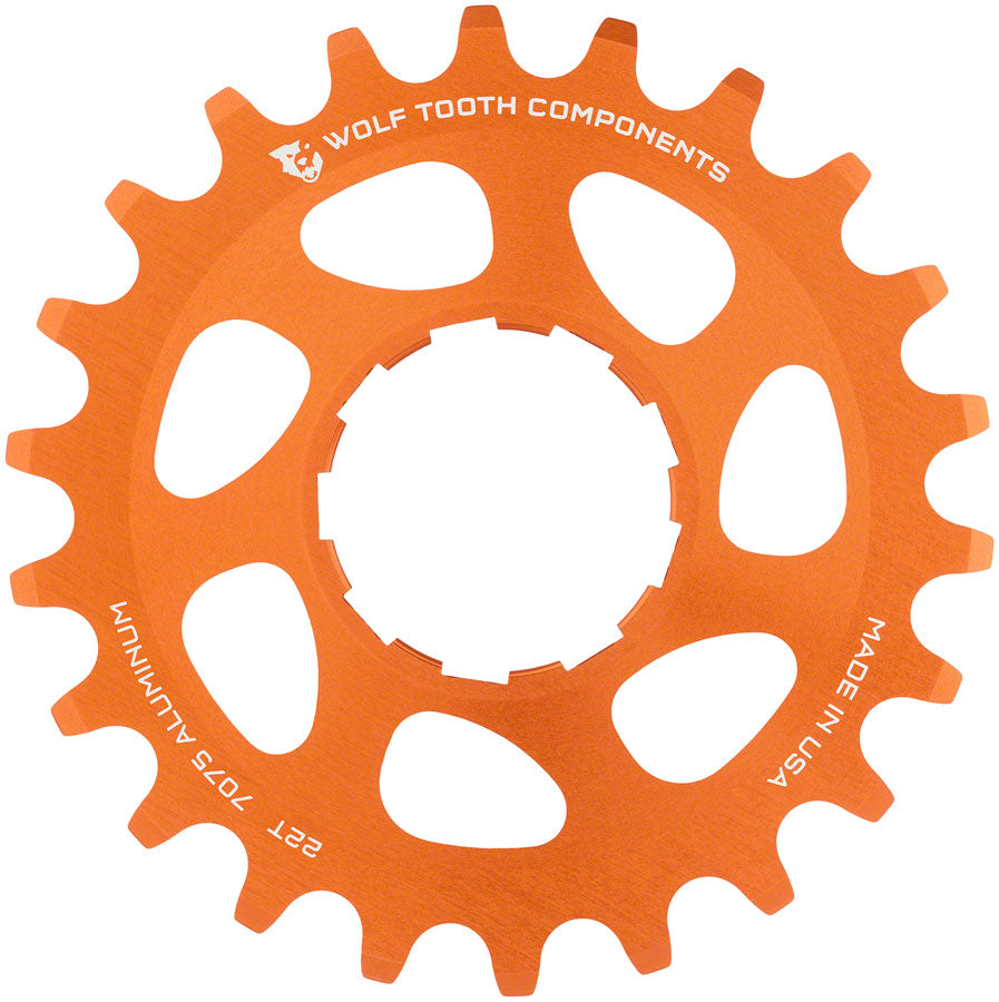 Wolf Tooth Single Speed Aluminum Cog - 22t Compatible 3/32" Chains Orange