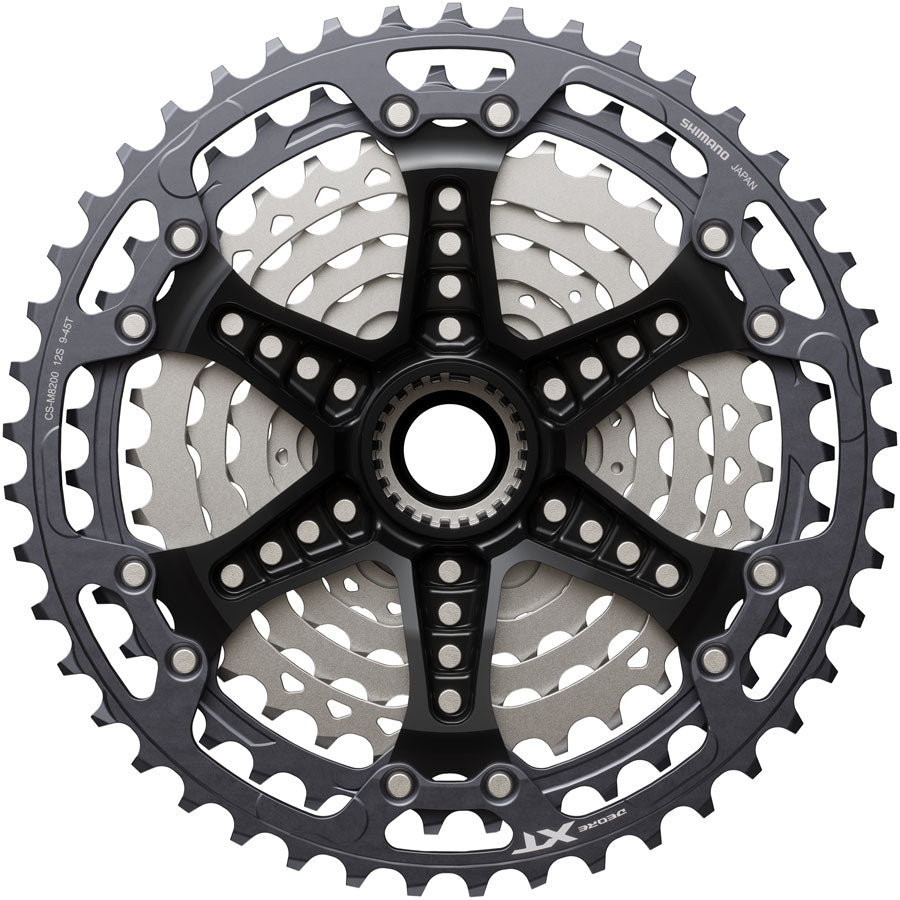Shimano Deore XT CS-M8200-12 Cassette - 12-Speed 9-45t Hyperglide+ Micro Spline Gray/Silver