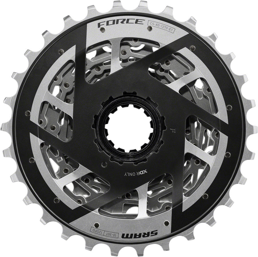 SRAM Force XG-1270 Cassette - 12-Speed 10-30t Silver For XDR Driver Body E1