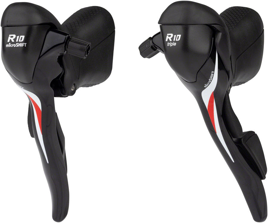 microSHIFT R10 Drop Bar Shift Lever Set - 3 x 10-Speed Shimano Compatible BLK