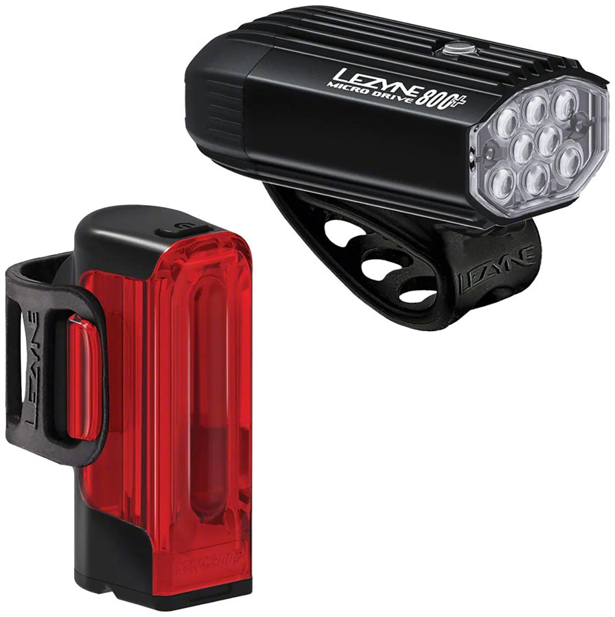 Lezyne MicroDrive 800+/Strip Drive 300+ Headlight/Taillight Set - Black