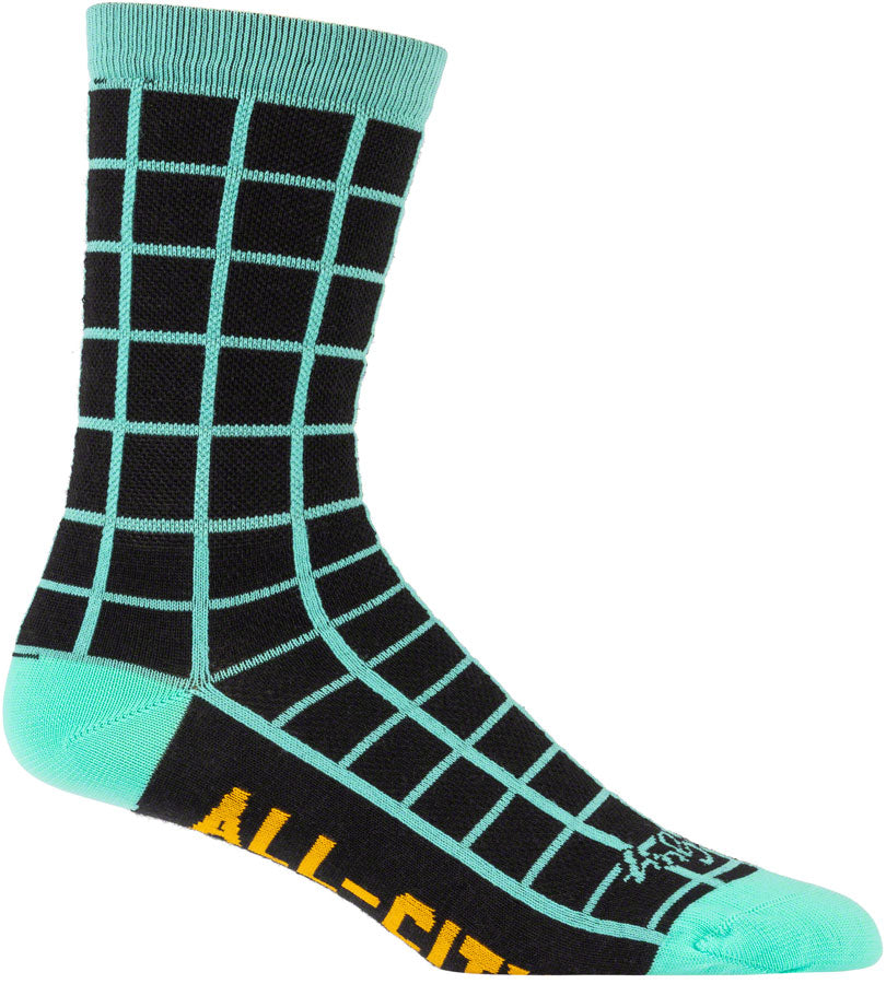 All-City Club Tropic Socks - 6" Black Goldenrod Teal Small/Medium