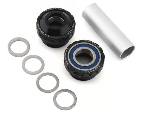 Profile Racing Euro, External Bearing Bottom Bracket - 19mm, Black, (No Spindle)