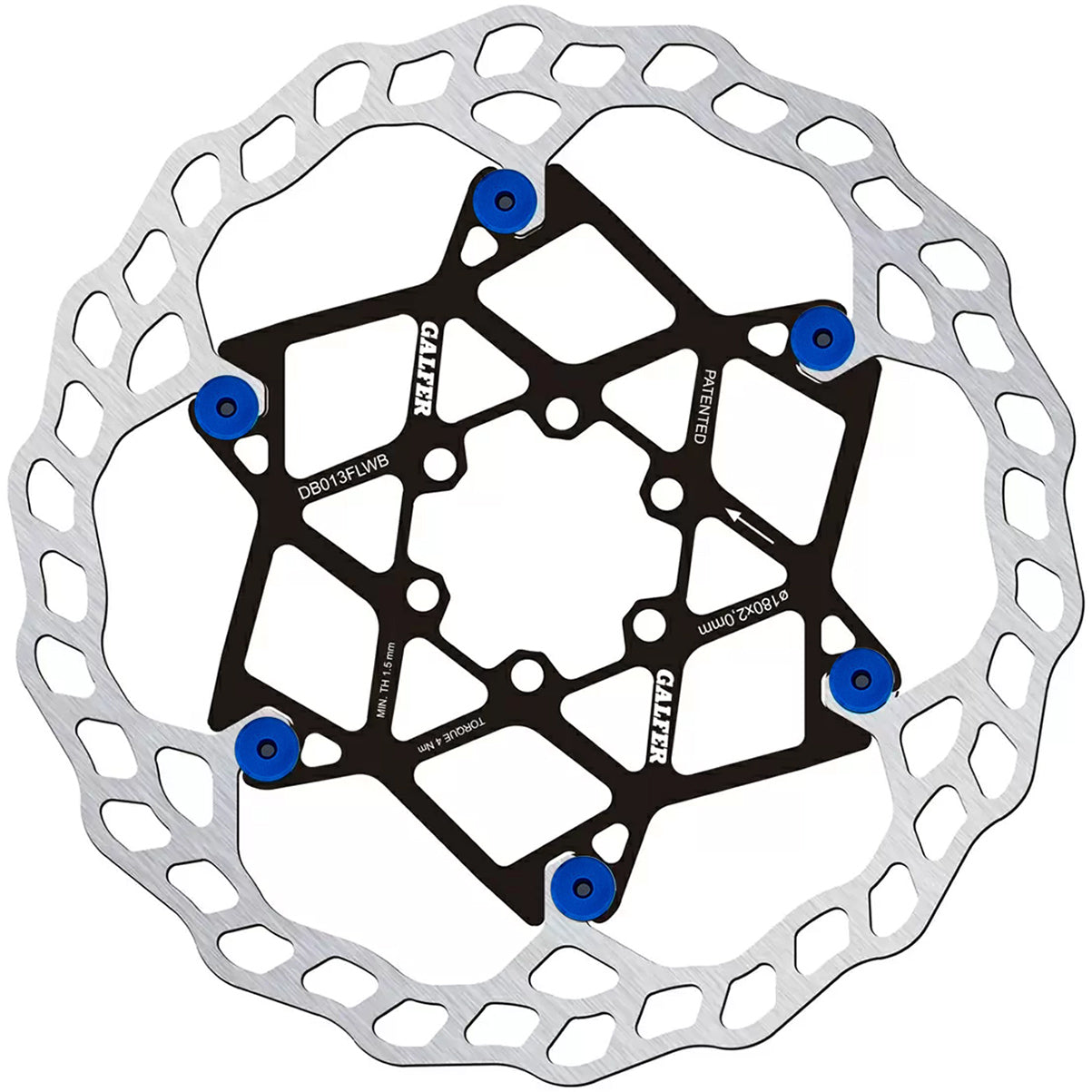 Galfer Floating Wave Disc Brake Rotor - 180mm x 2.0mm 6-Bolt Blue