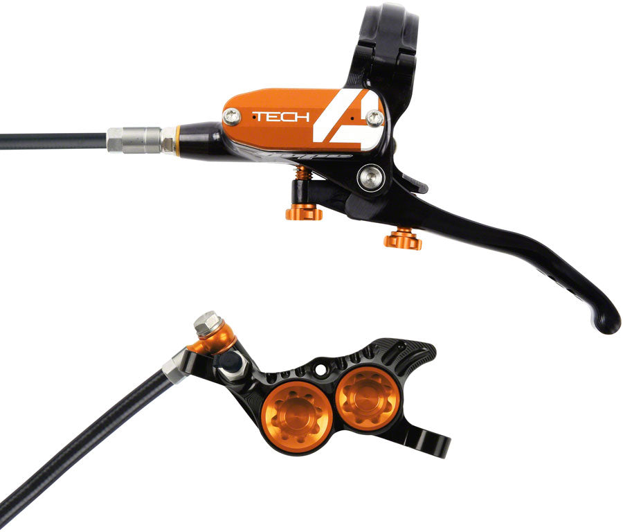 Hope Tech 4 V4 Disc Brake and Lever Set - Rear Hydraulic Post Mount Orange