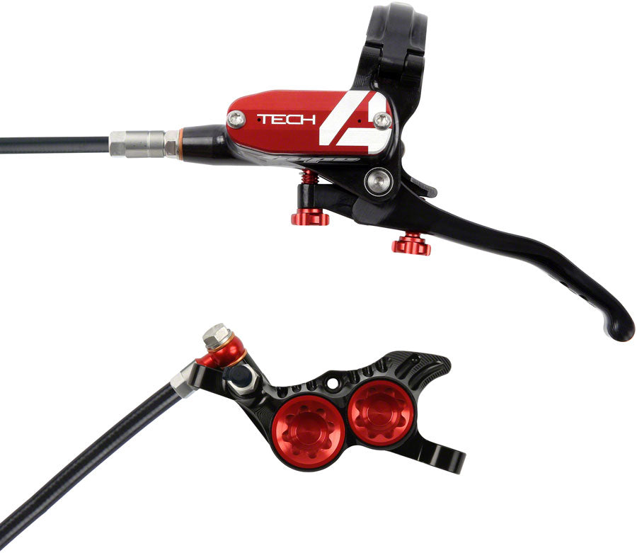 Hope Tech 4 V4 Disc Brake and Lever Set - Rear Hydraulic Post Mount Red