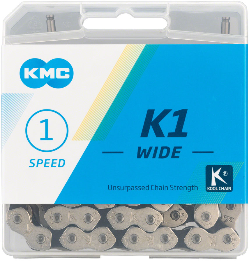 KMC K1 Kool Wide Chain - Single Speed 1/2" x 1/8" 112 Links Silver/Black