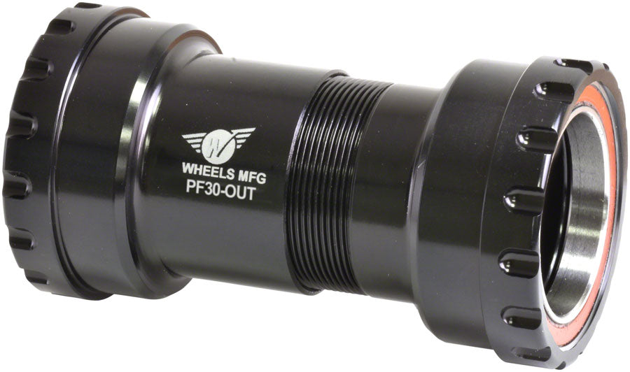 Wheels Manufacturing PF30 Outboard Bottom Bracket - For 30mm Spindle ABEC-3 Bearings PressFit Thread Together BLK