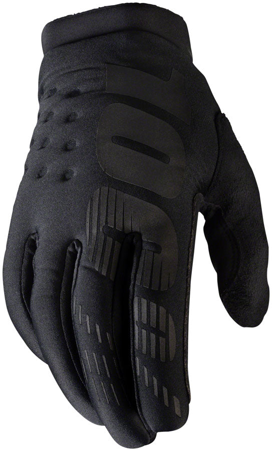 100% Brisker Gloves - Black Full Finger Mens Large