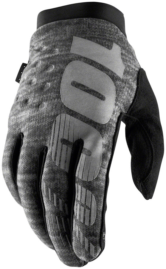 100% Brisker Gloves - Gray Full Finger Mens X-Large