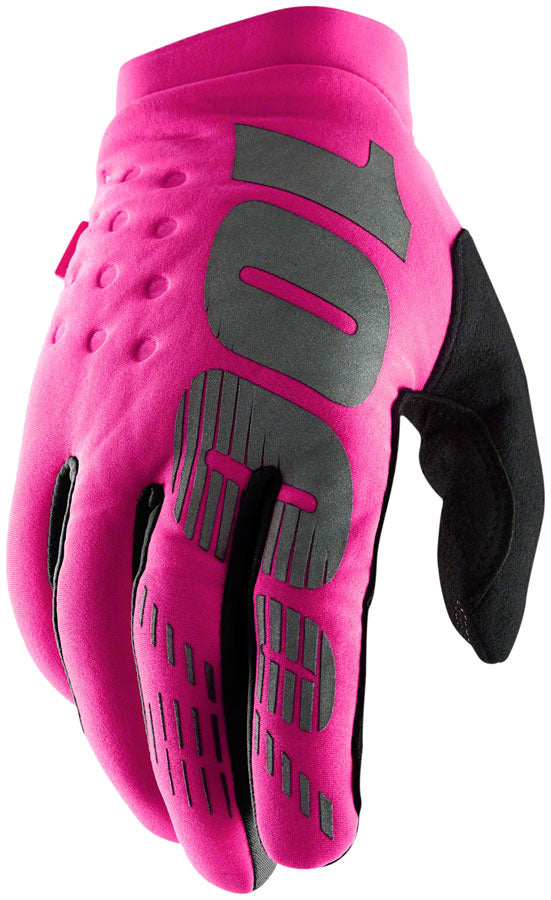 100% Brisker Gloves - Neon Pink/Black Full Finger Womens Medium