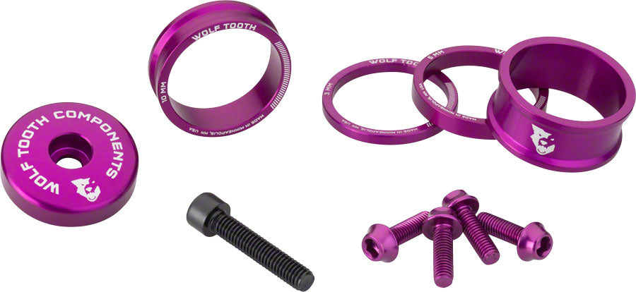 Wolf Tooth BlingKit: Headset Spacer Kit 3 510 15mm Purple