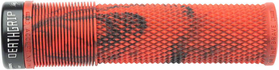 DMR DeathGrip Flangeless Grips - Thin Lock-On Marble Red
