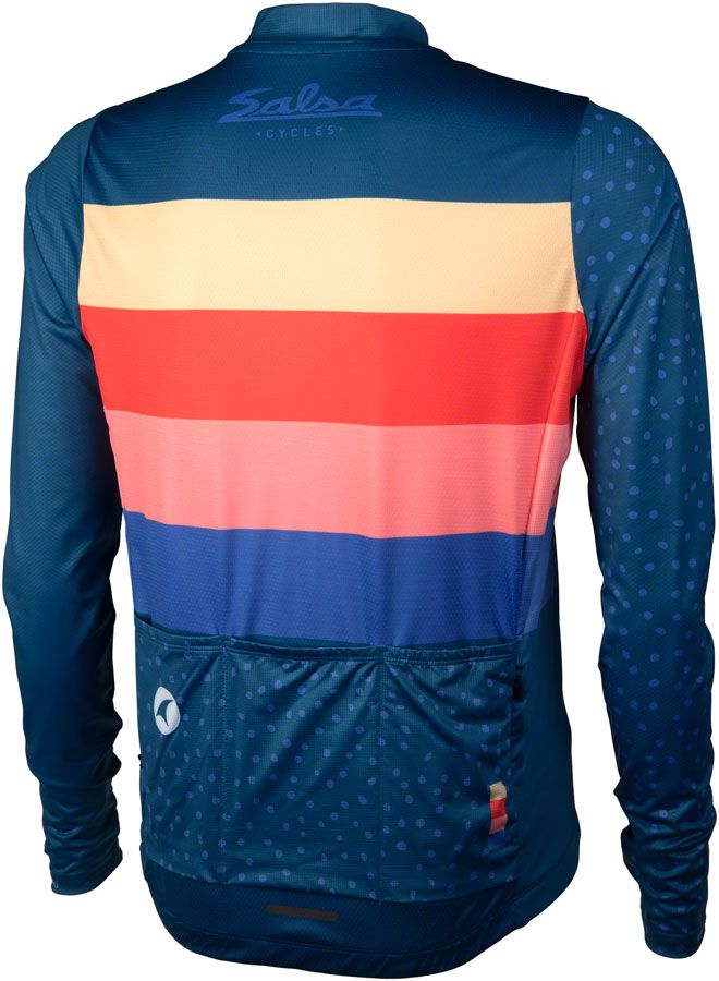 Salsa Team Polytone Mens Long Sleeve Jersey - Dark Blue w/ Stripes Large