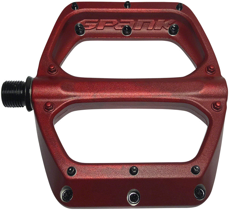 Spank SPOON DC Platform Pedals Body: Aluminum Spindle: Cr-Mo 9/16 Red Pair