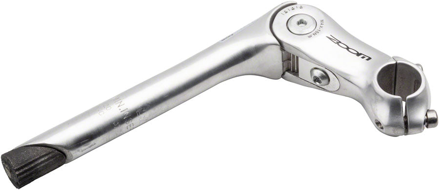 Zoom Quick Comfort Adjustable Stem - 110mm 25.4 Clamp Adjustable 80-150deg 25.4-24tpi Quill Aluminum Silver
