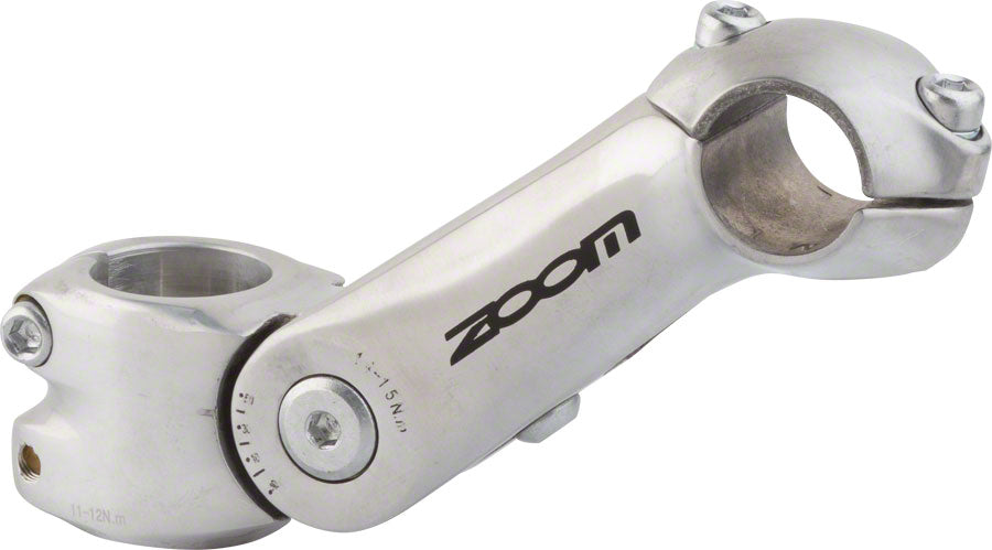 Zoom TDS-C297 Stem - 125mm 25.4 Clamp Adjustable 1 1/8" Aluminum Silver