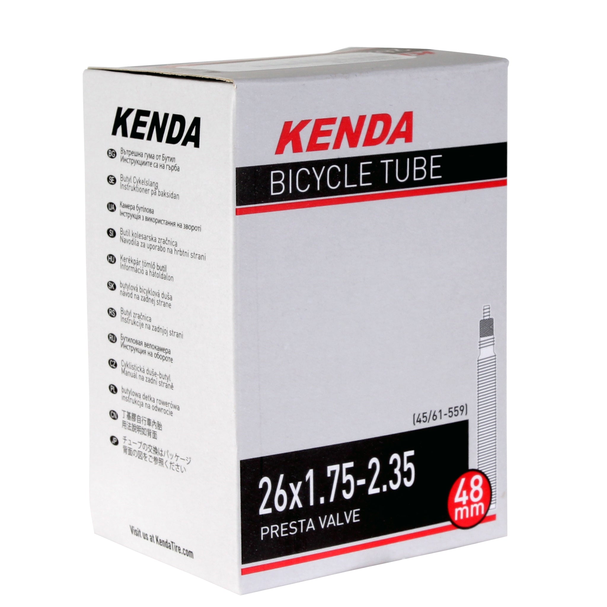 Kenda Butyl Tube 26 x 1.75-2.35" PV/48mm - Each