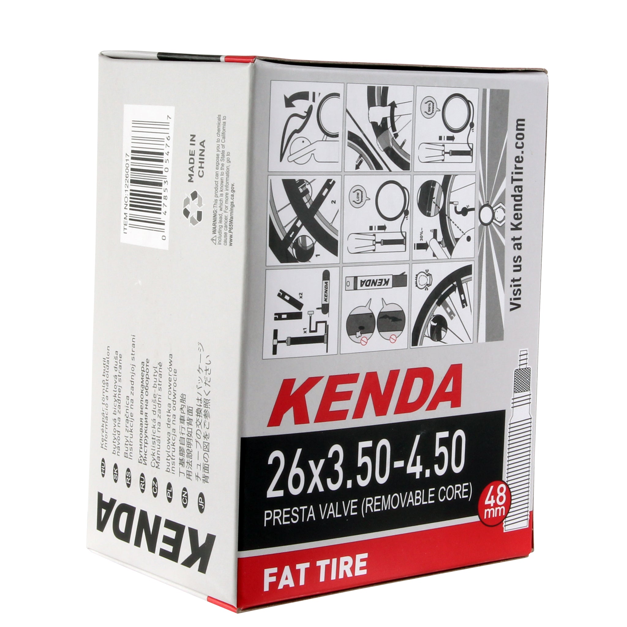 Kenda Butyl Tube 26 x 3.5-4.5" PV/48mm RVC - Each