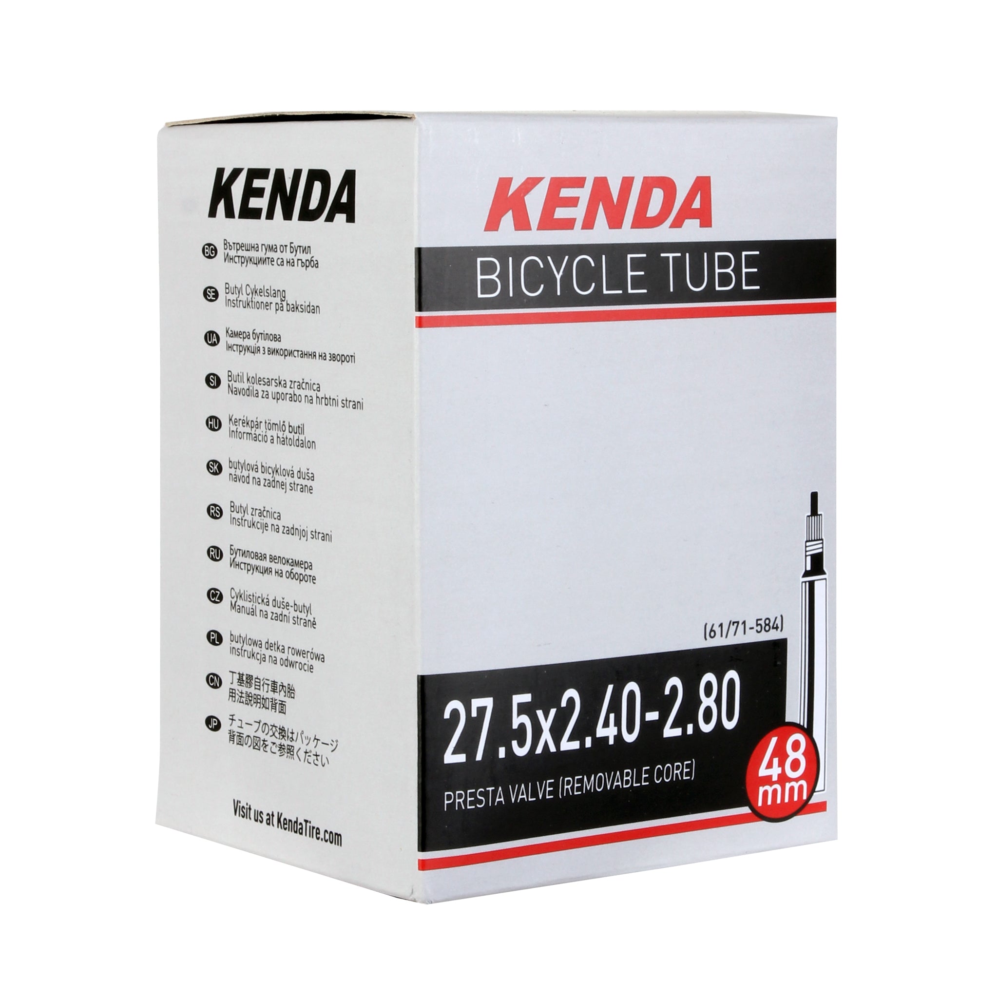 Kenda Butyl Tube 27.5 x 2.4-2.8" PV/48mm RVC - Each