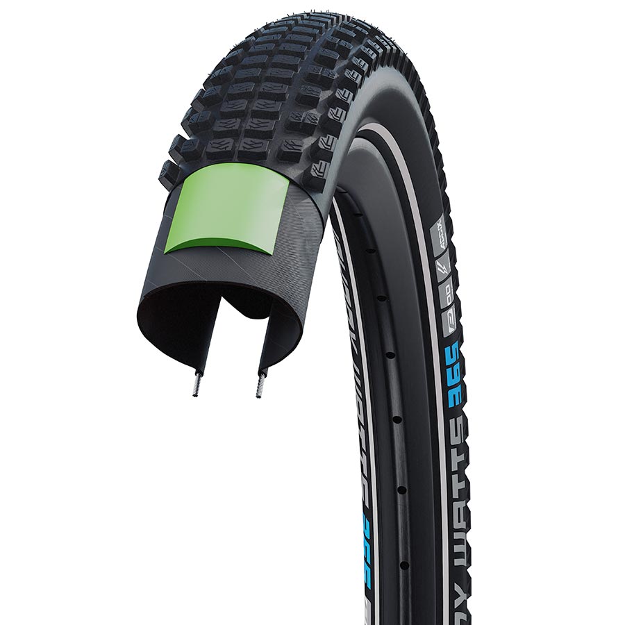 Schwalbe Johnny Watts Mountain Tire 27.''x2.35 Wire Clincher Addix 4season DD GreenGuard 67TPI Black