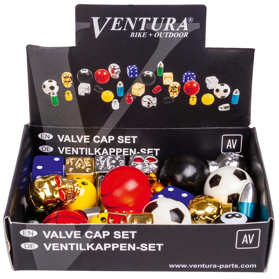 Ventura Valve Cap Bulk 15 designs 2 of each For Schrader Kit
