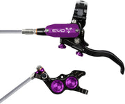 Hope EVO GR4 Disc Brake Lever Set - Left Hand Post Mount 4-Piston Braided Hydraulic Hose BLK/Purple