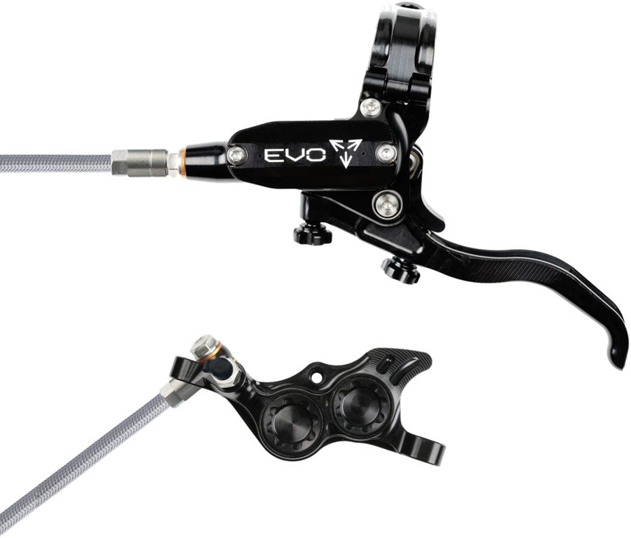 Hope EVO TR4 Disc Brake Lever Set - Left Hand Post Mount 4-Piston Braided Hydraulic Hose BLK