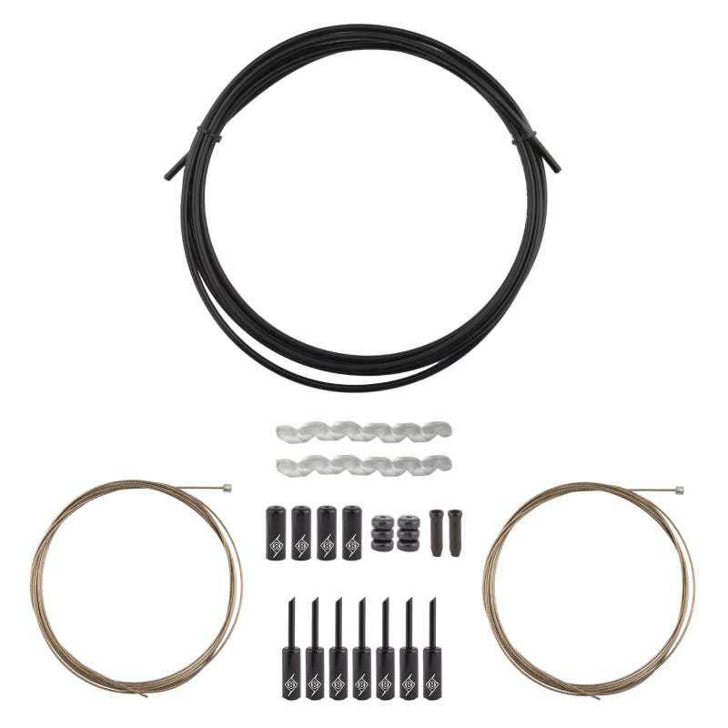 Origin8 SuperSlick Compressionless 2x Gear Cable/Housing Kit Front and Rear 3200mm/2300mm & 2800mm 4mm/1.1mm Black MTB/Road Compressionless