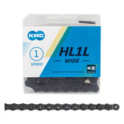 KMC HL1 Wide Chain - Single Speed 1/2" x 1/8" 100 Links Half Link Chain BLK