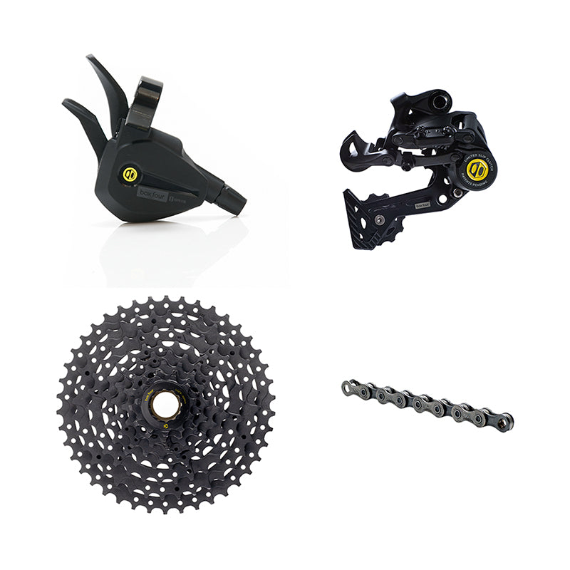 BOX Four 8-Speed Wide Single Shift eBike Groupset - Includes Wide Rear Derailleur 11-42t Cassette Single Shift Shifter 8-Speed Chain