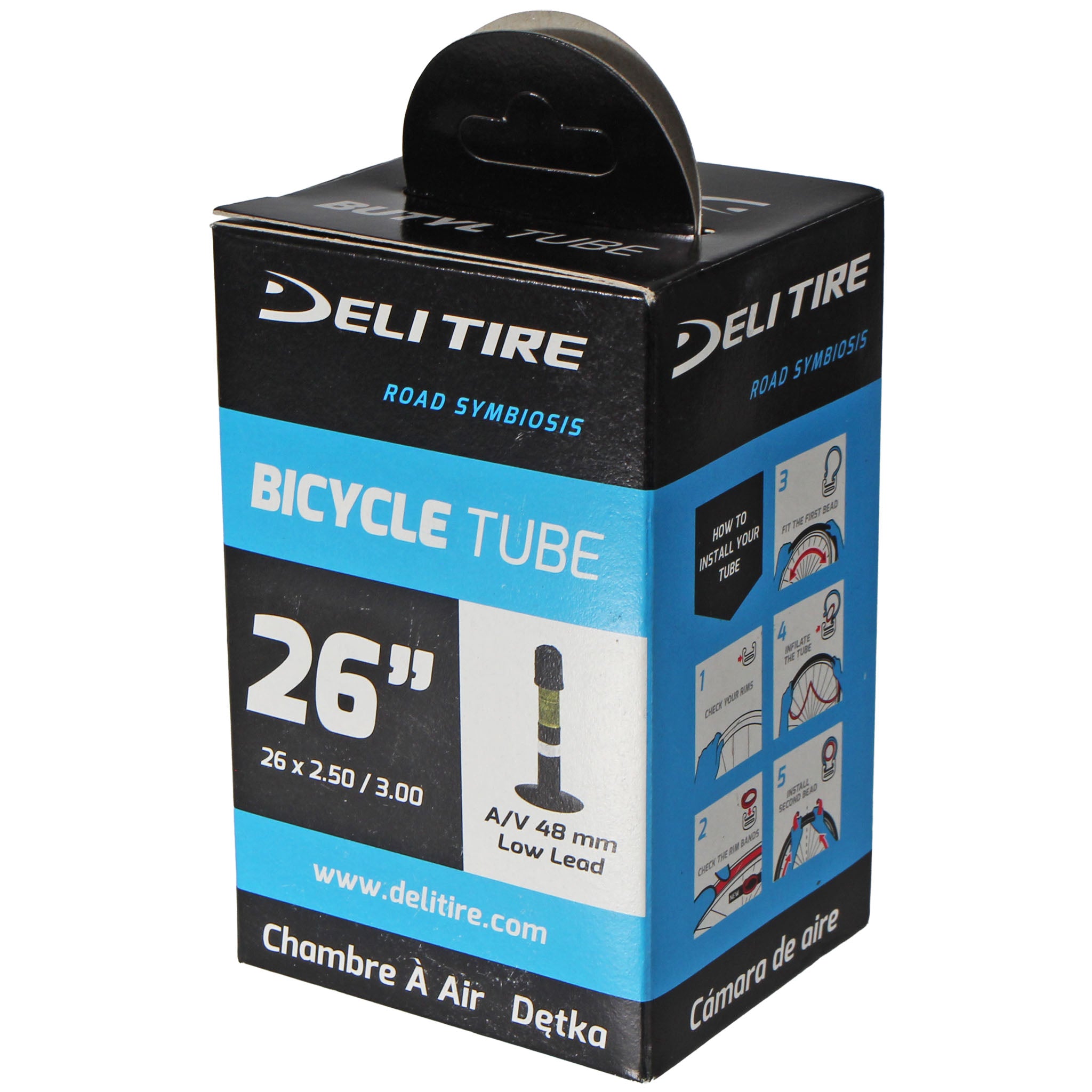 Delium Tire Standard Butyl Tube 26x2.5-3.0" SV 48mm LowLead Ea