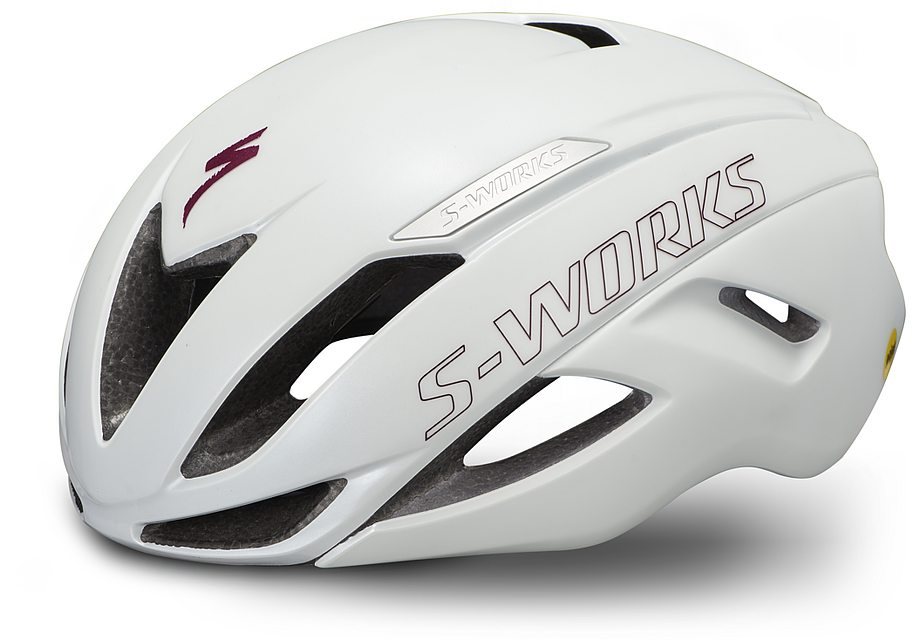 Specialized S-Works evade ii angi mips helmet matte/gloss metallic white/maroon s