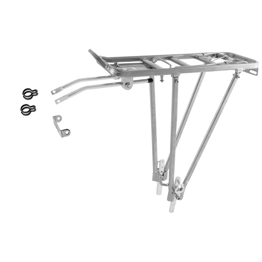 M-Wave Screw-On II A Rear rack with spring clamp Silver Fits 24 to 28 Max load 55lbs SIlver